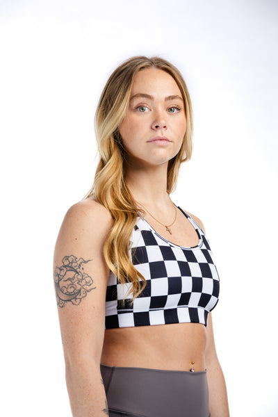 Empowered Sports Bra | Black Checkered