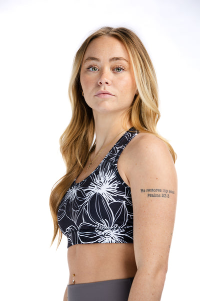 Empowered Sports Bra | Black Floral