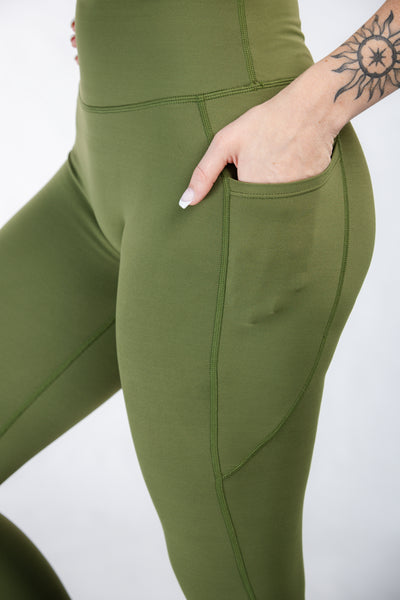 Empowered Leggings With Pockets | Military Green
