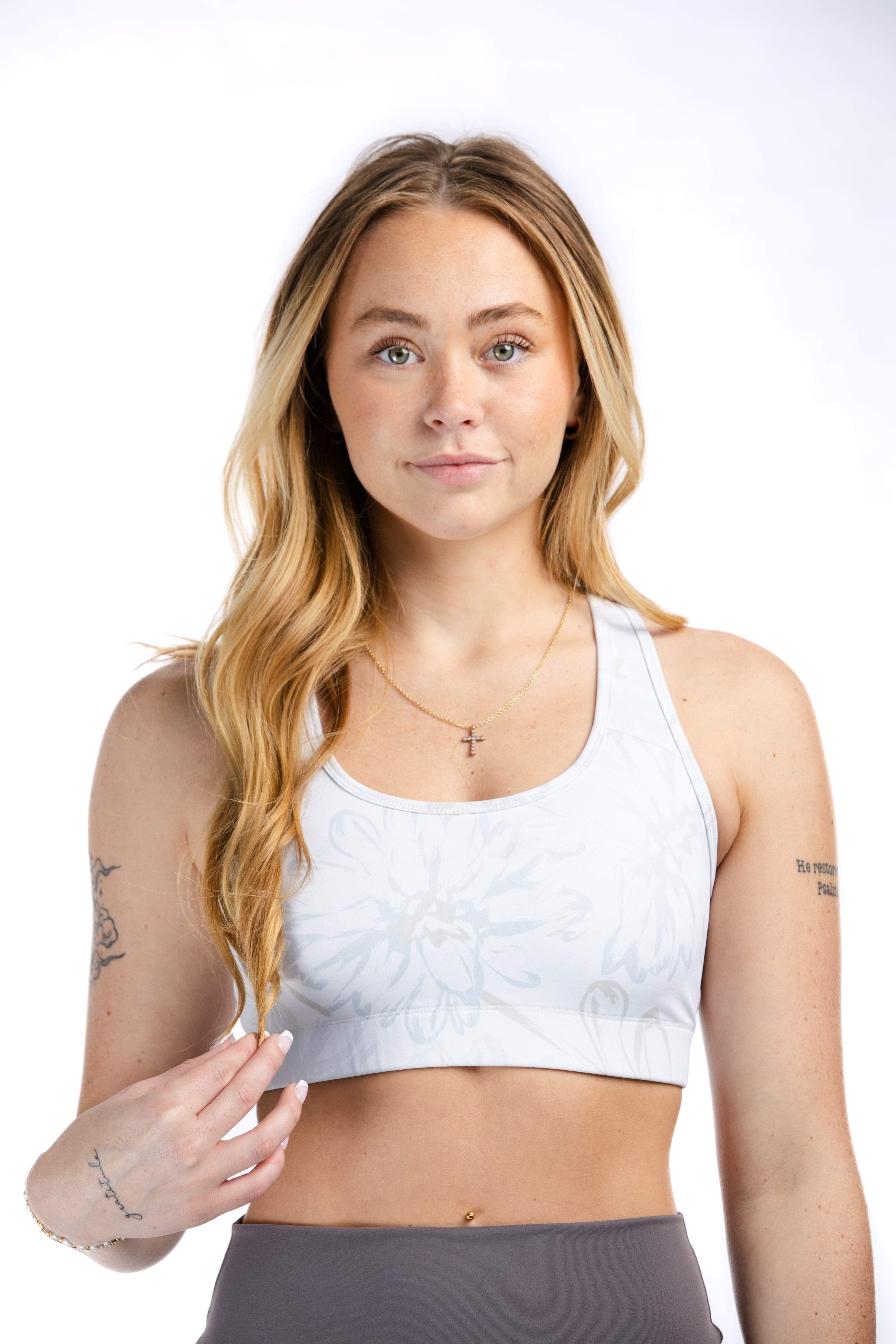 Empowered Sports Bra | Grey & Tan Floral