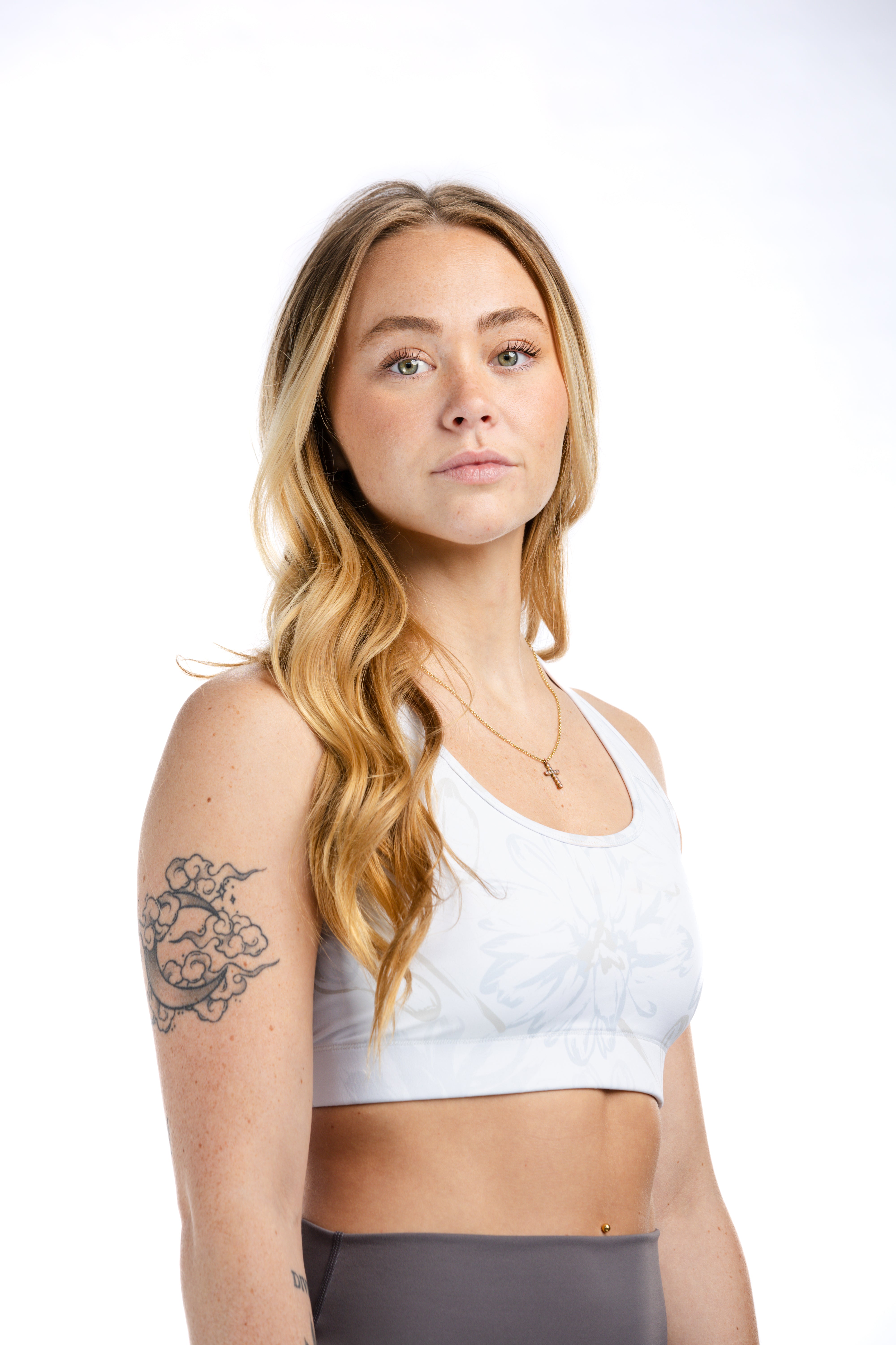 Empowered Sports Bra | Grey & Tan Floral