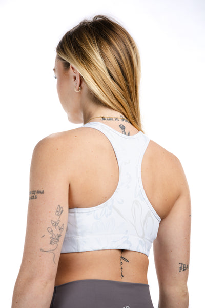 Empowered Sports Bra | Grey & Tan Floral