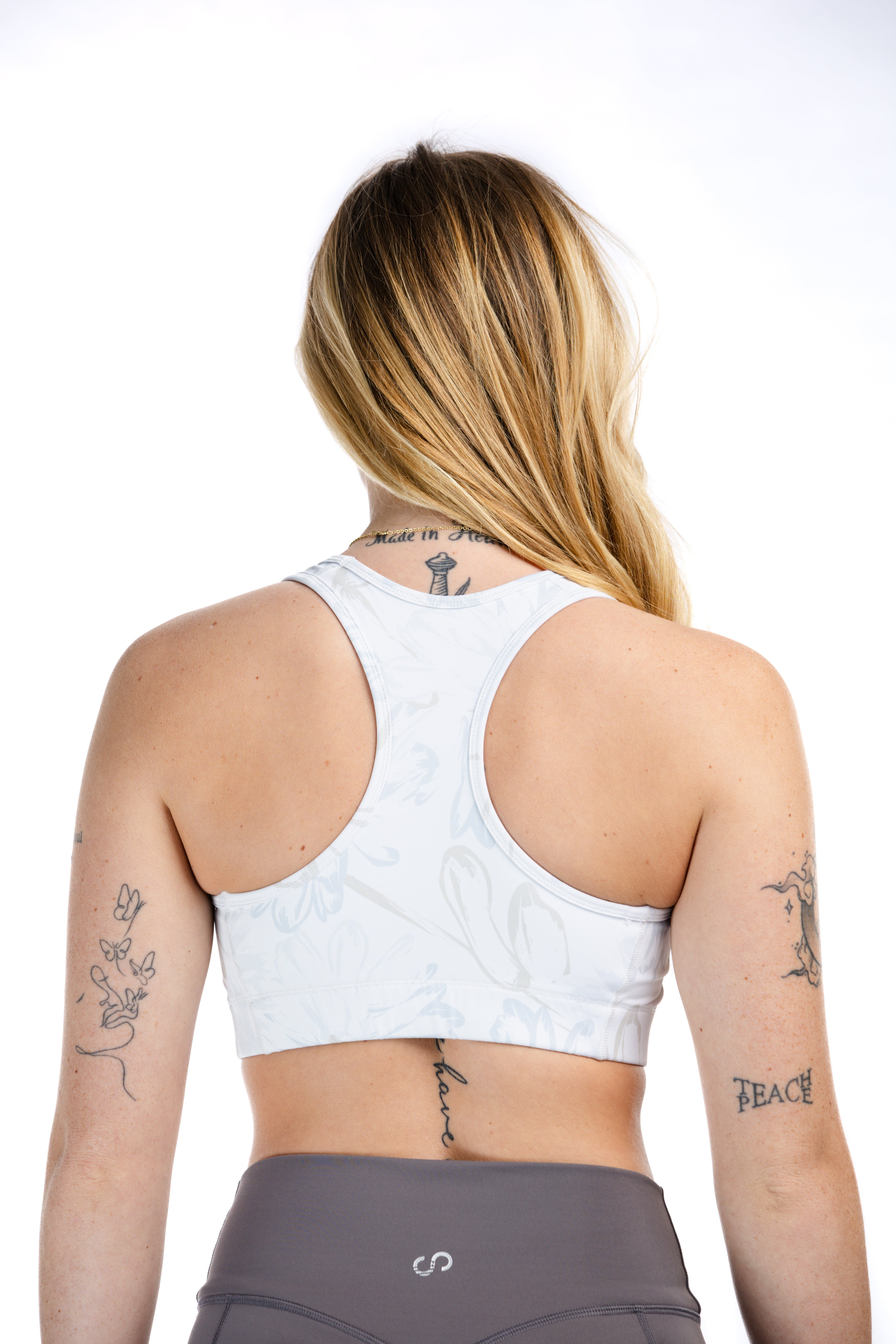 Empowered Sports Bra | Grey & Tan Floral