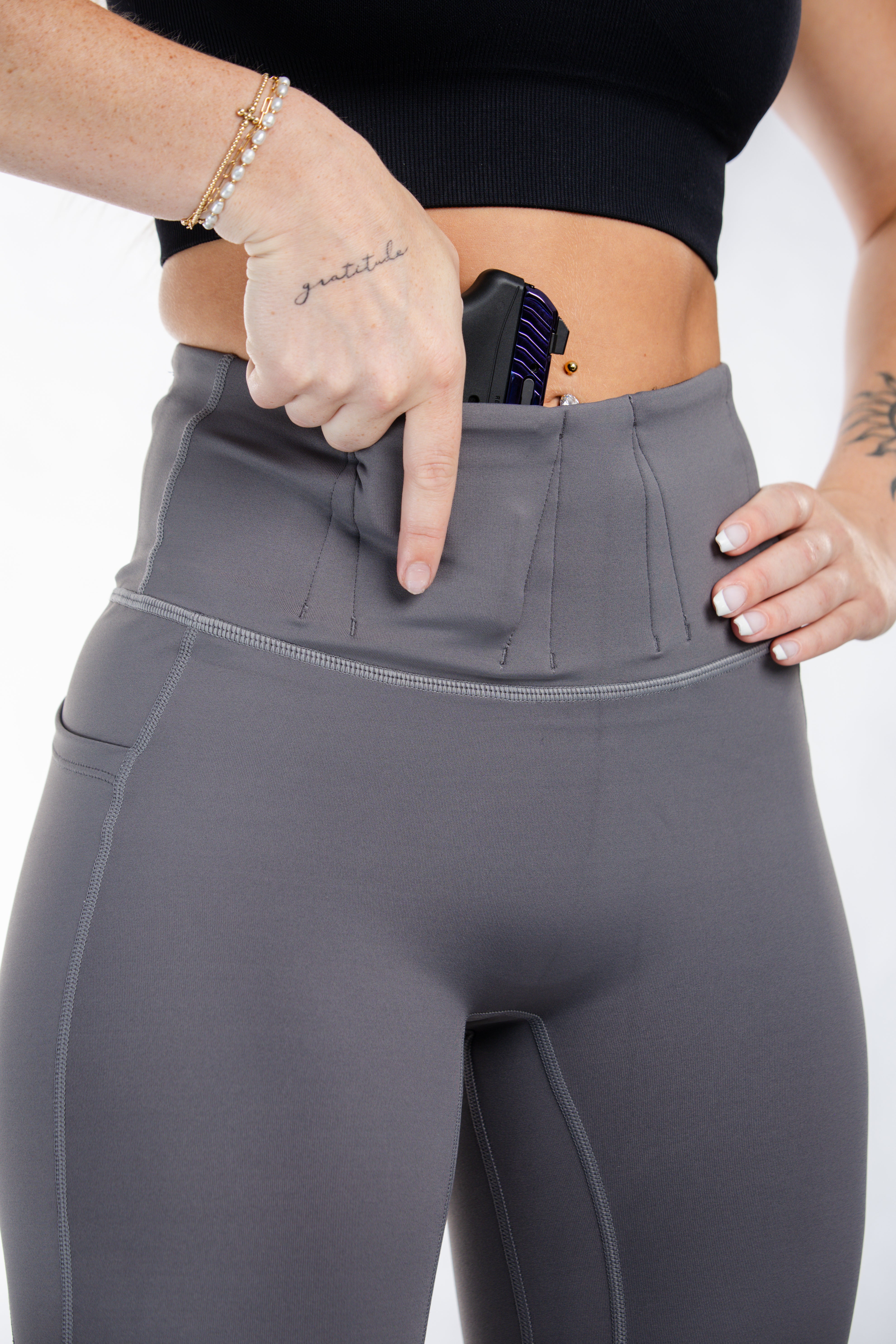 Concealed Carry Leggings Empowered With Pockets | Grey