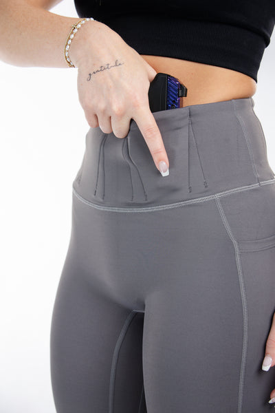 Concealed Carry Leggings Empowered With Pockets | Grey