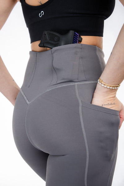 Concealed Carry Leggings Empowered With Pockets | Grey