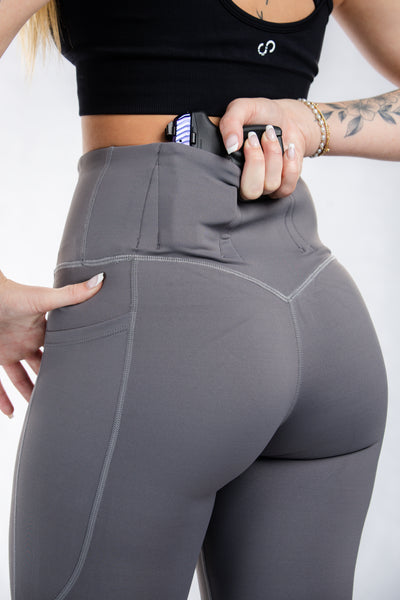 Concealed Carry Leggings Empowered With Pockets | Grey