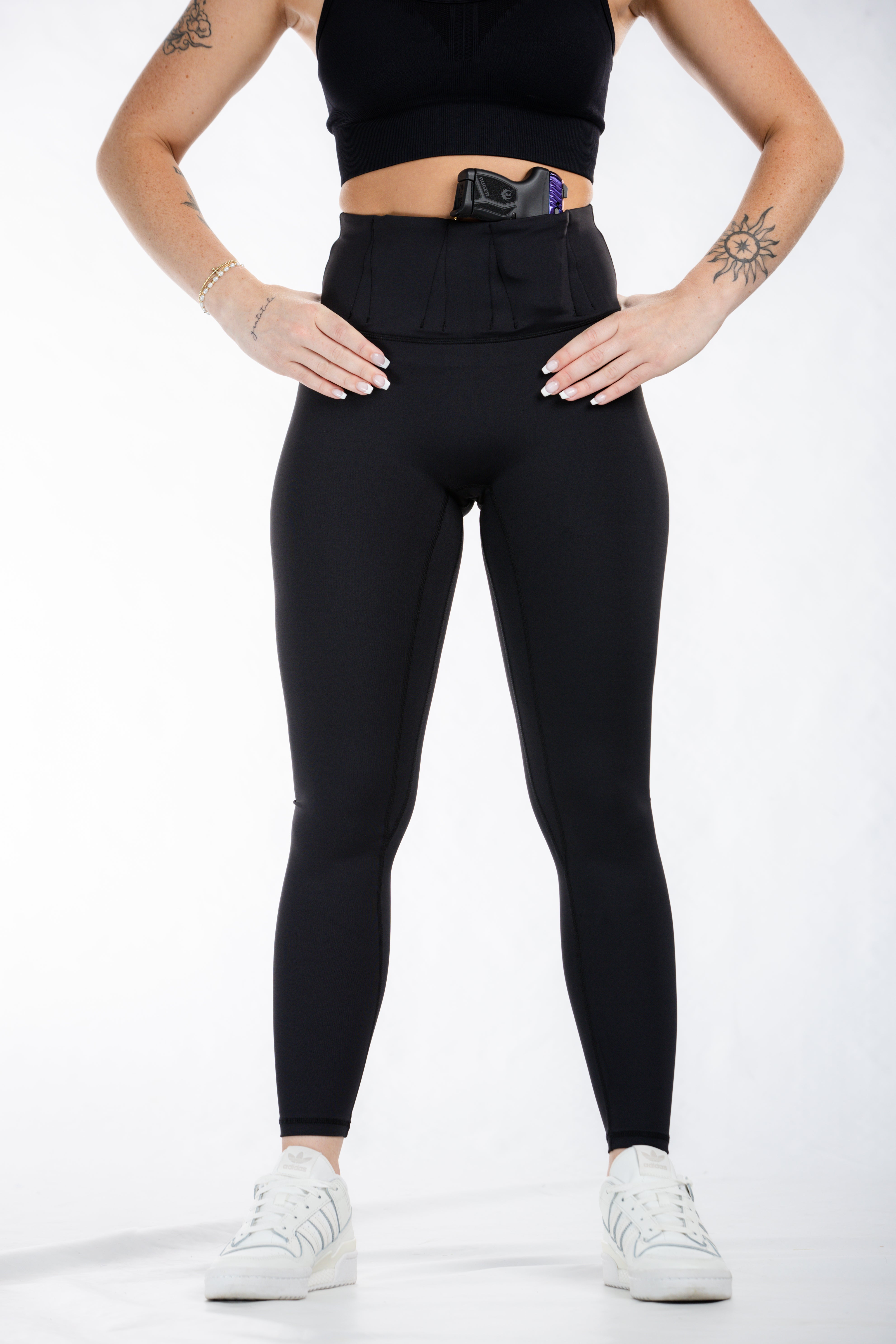 Concealed Carry Leggings Without Pockets | Black