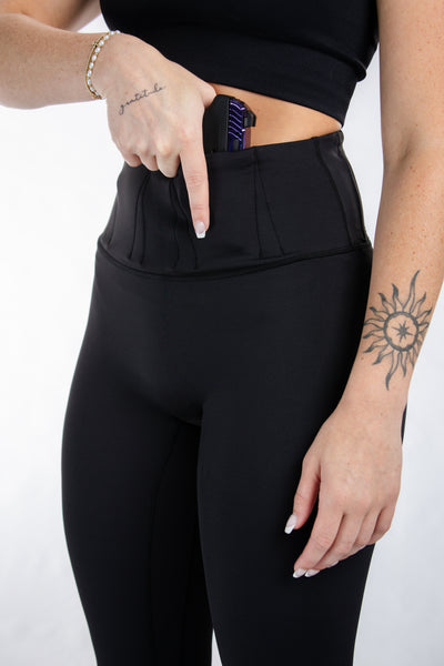 Concealed Carry Leggings Without Pockets | Black