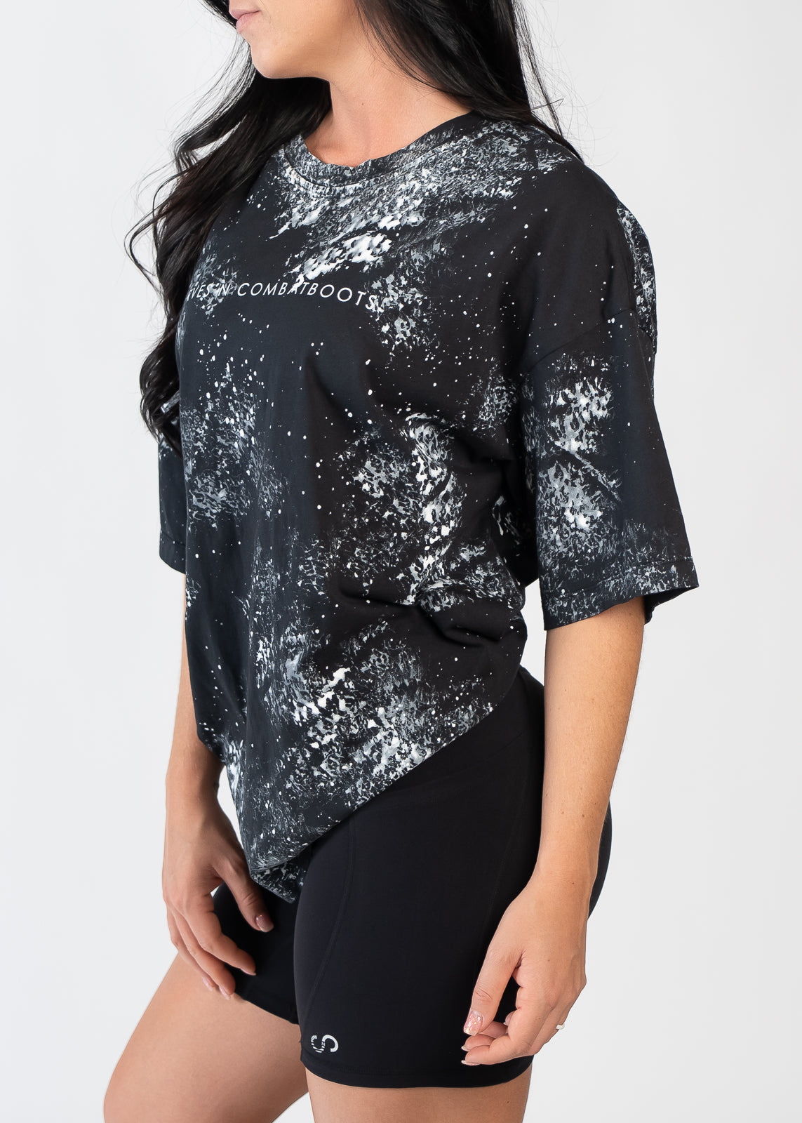Oversized Tee | Black/White Splatter
