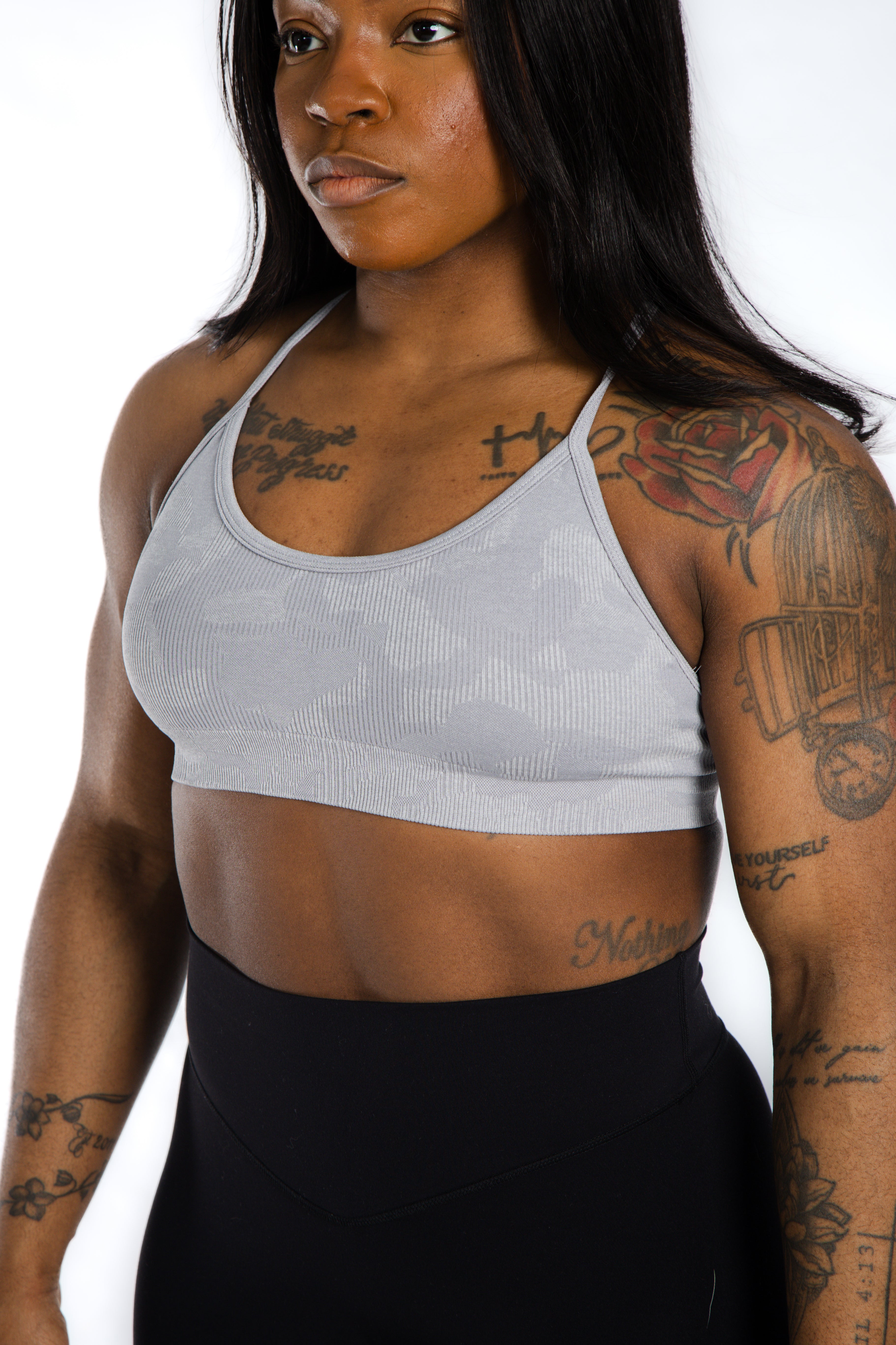 Sculpt Seamless Minimal Bra | Grey Camo