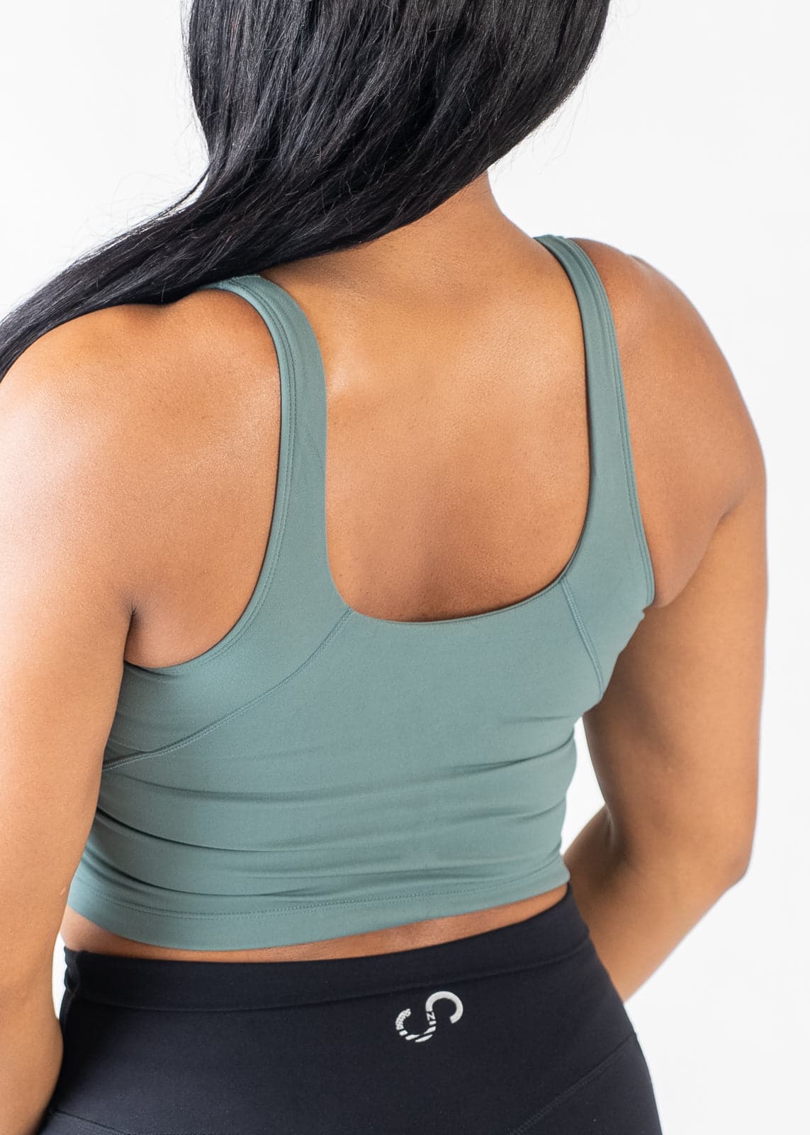 Waist Up Close Up Back View Crop Bra - Ivy