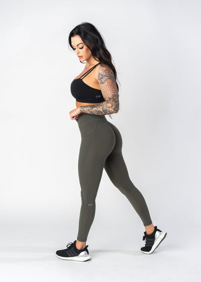 Booty Scrunch Leggings With Pockets | Military Green