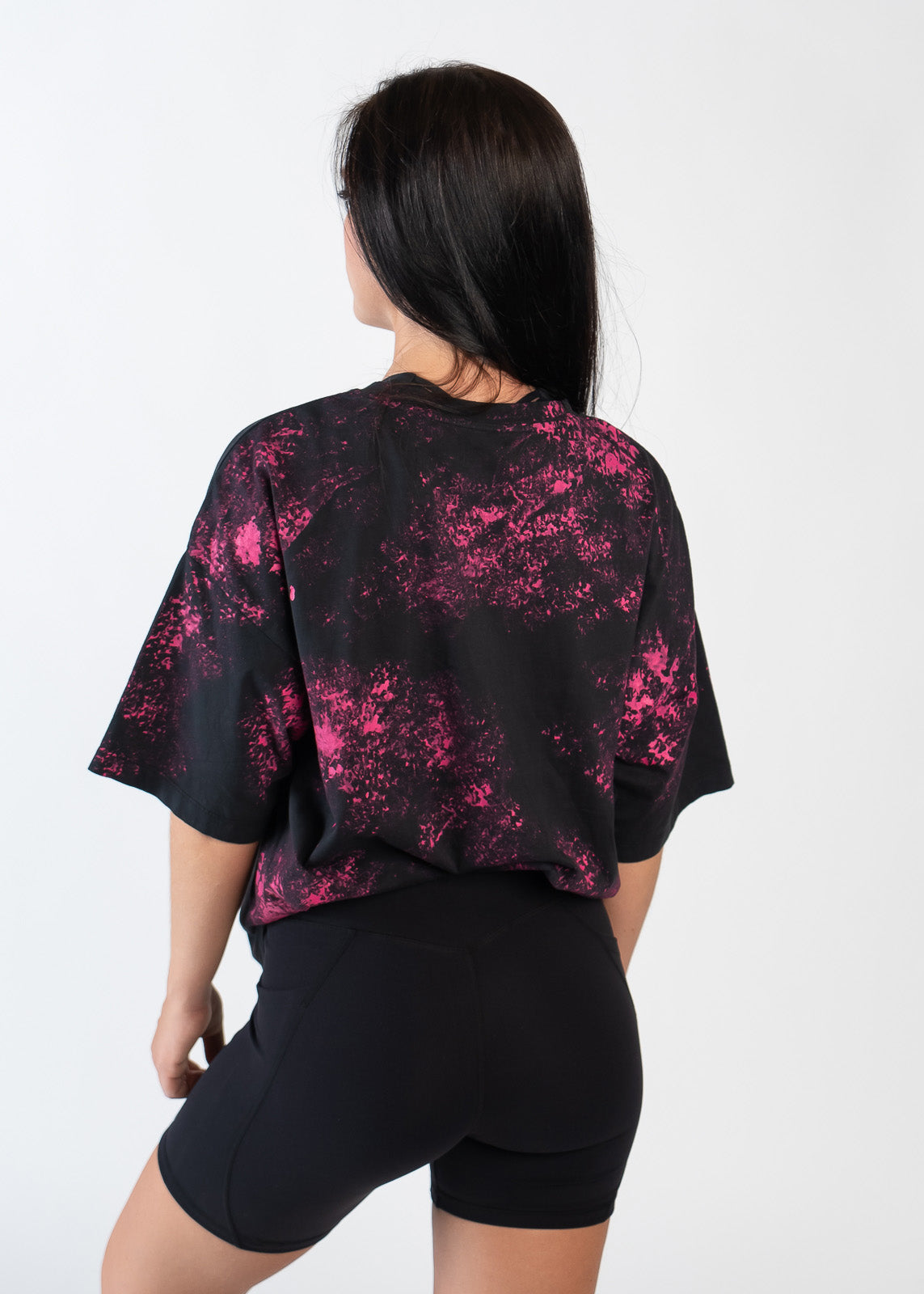 Oversized Tee | Black/Pink Splatter