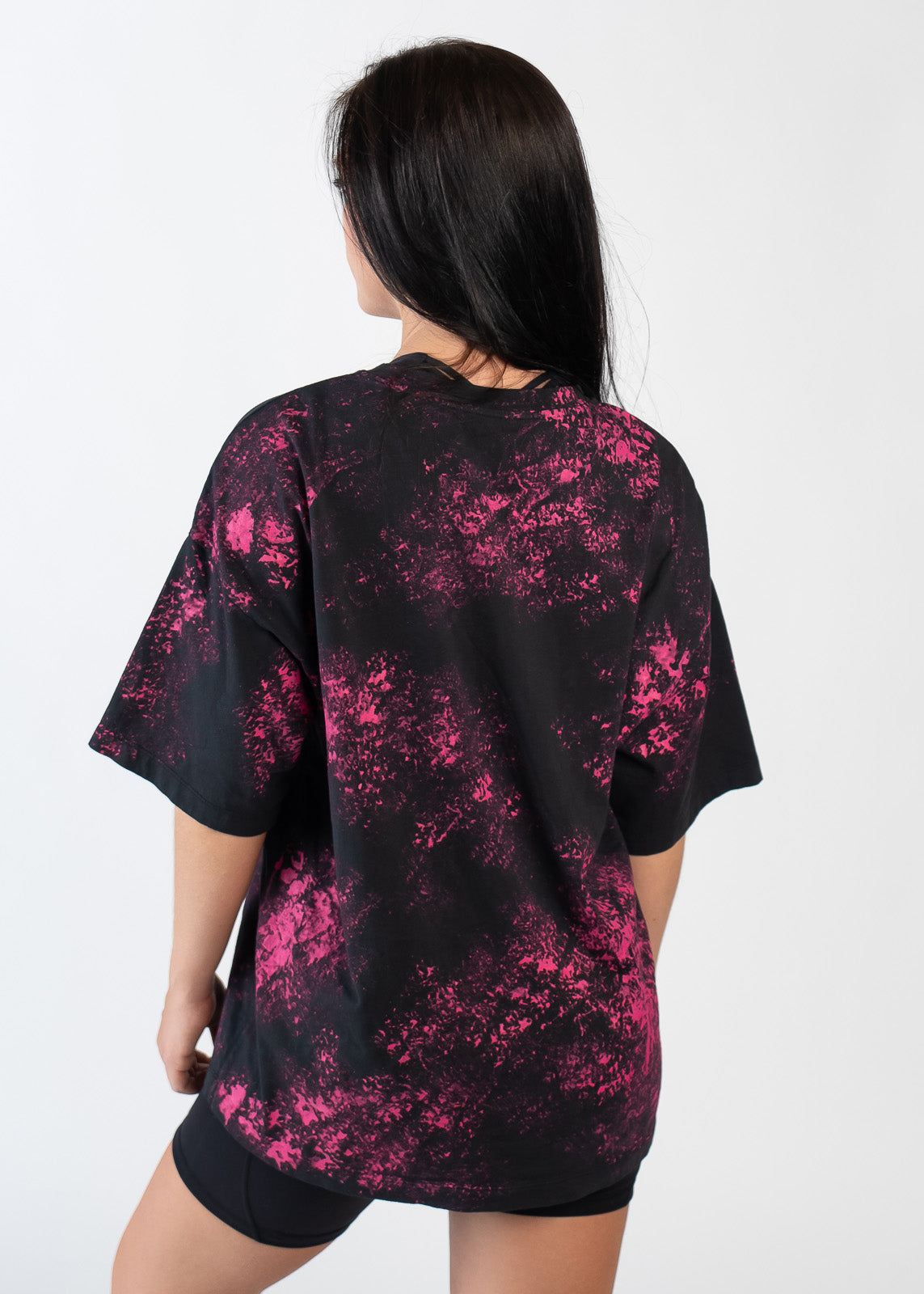 Oversized Tee | Black/Pink Splatter