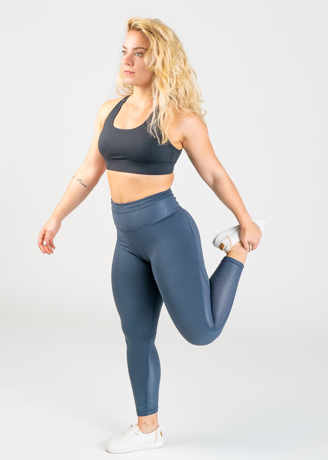 Leggings With Leopard Mesh | Storm Blue