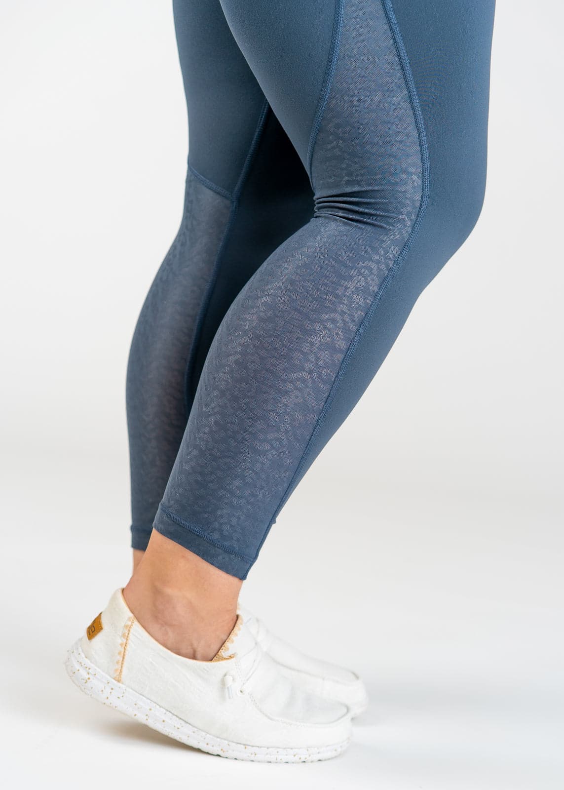 Leggings With Leopard Mesh | Storm Blue