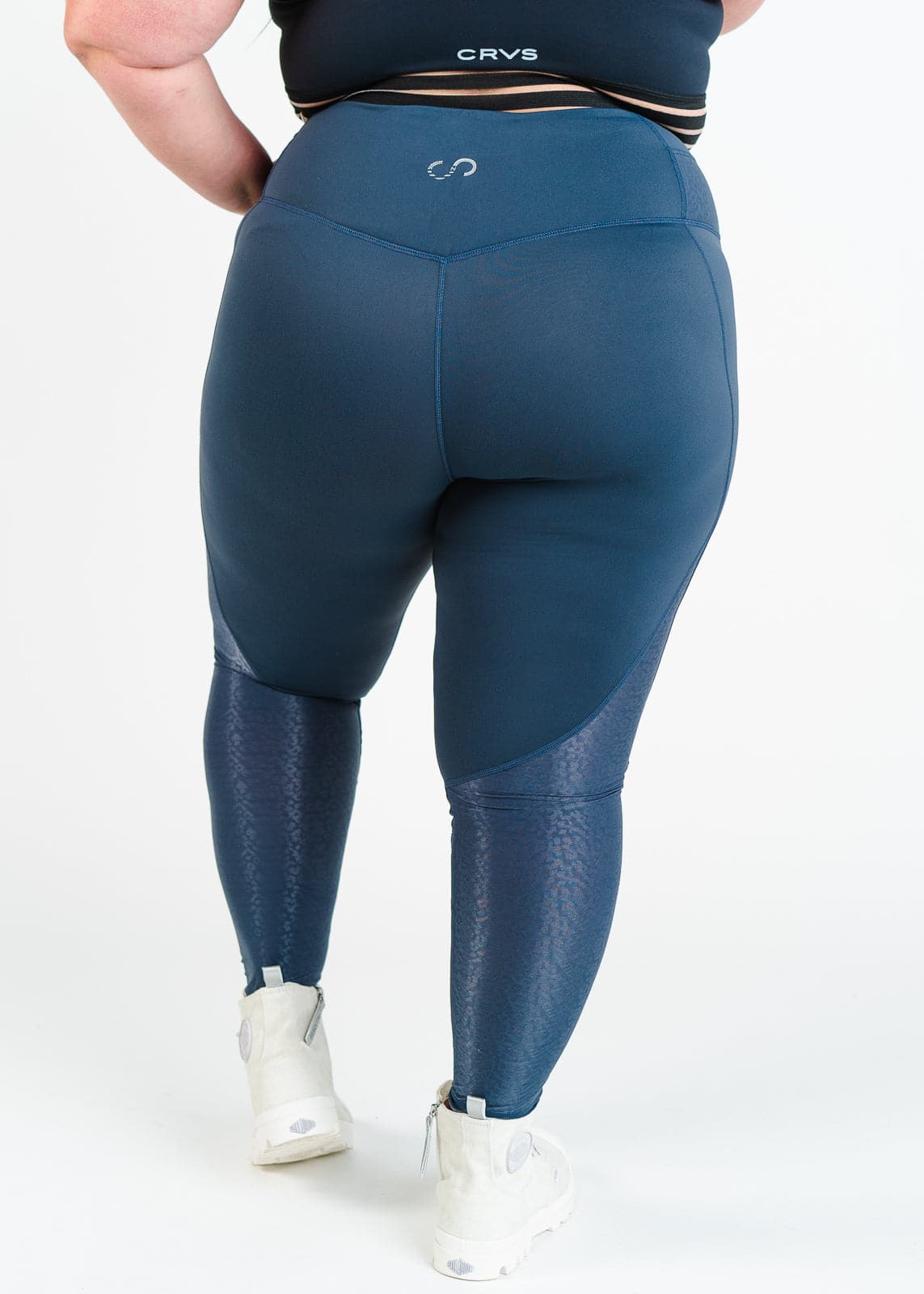 Leggings With Leopard Mesh | Storm Blue
