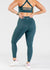 Shoulders Down Back View Hands on Hips Wearing Empowered Double Brushed Leggings - Pine