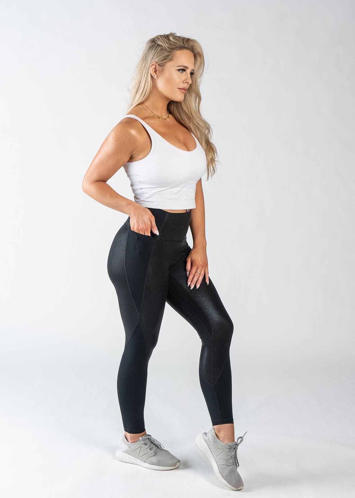 Lavish Shimmer Mix Leggings | Black