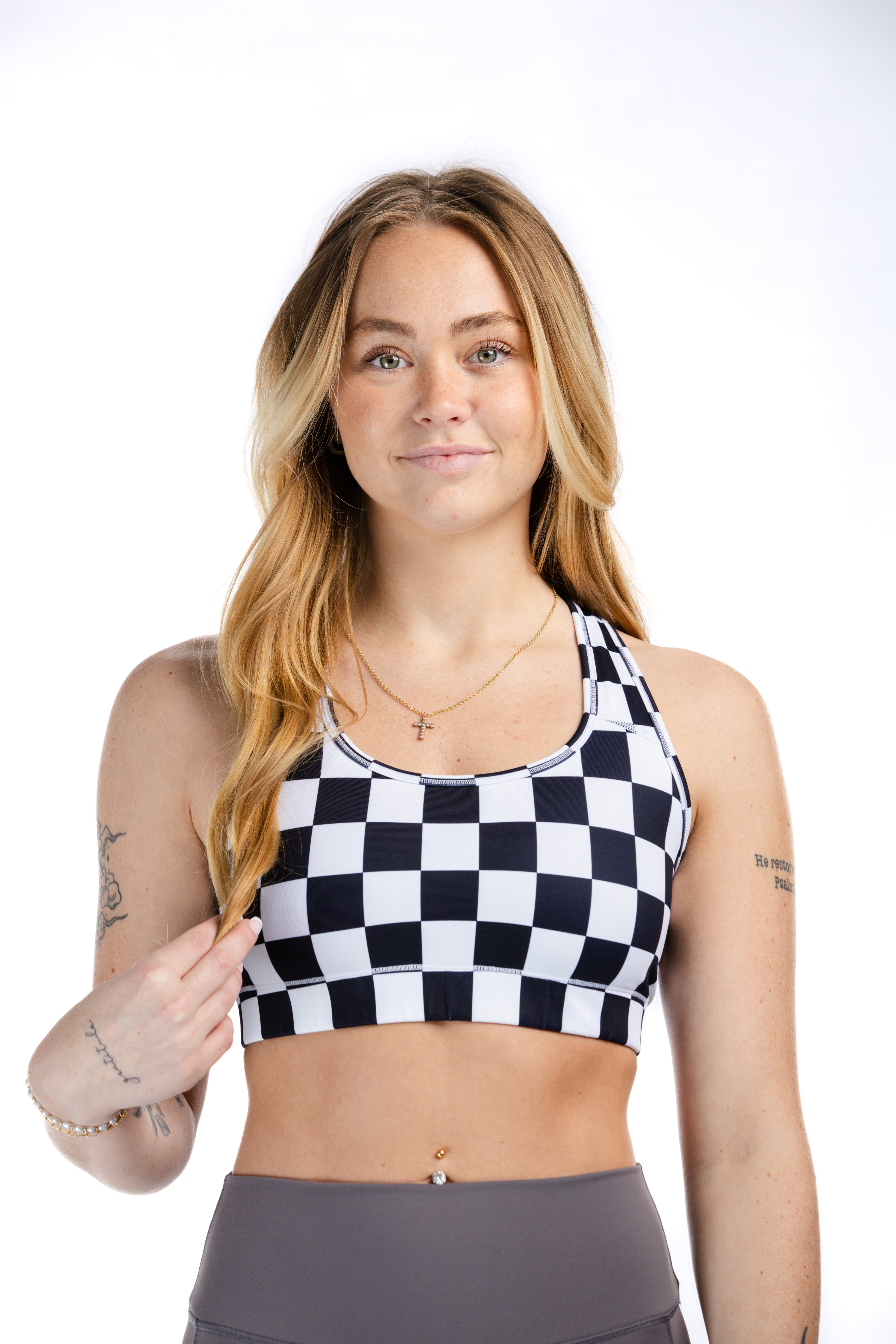 Empowered Sports Bra | Black Checkered