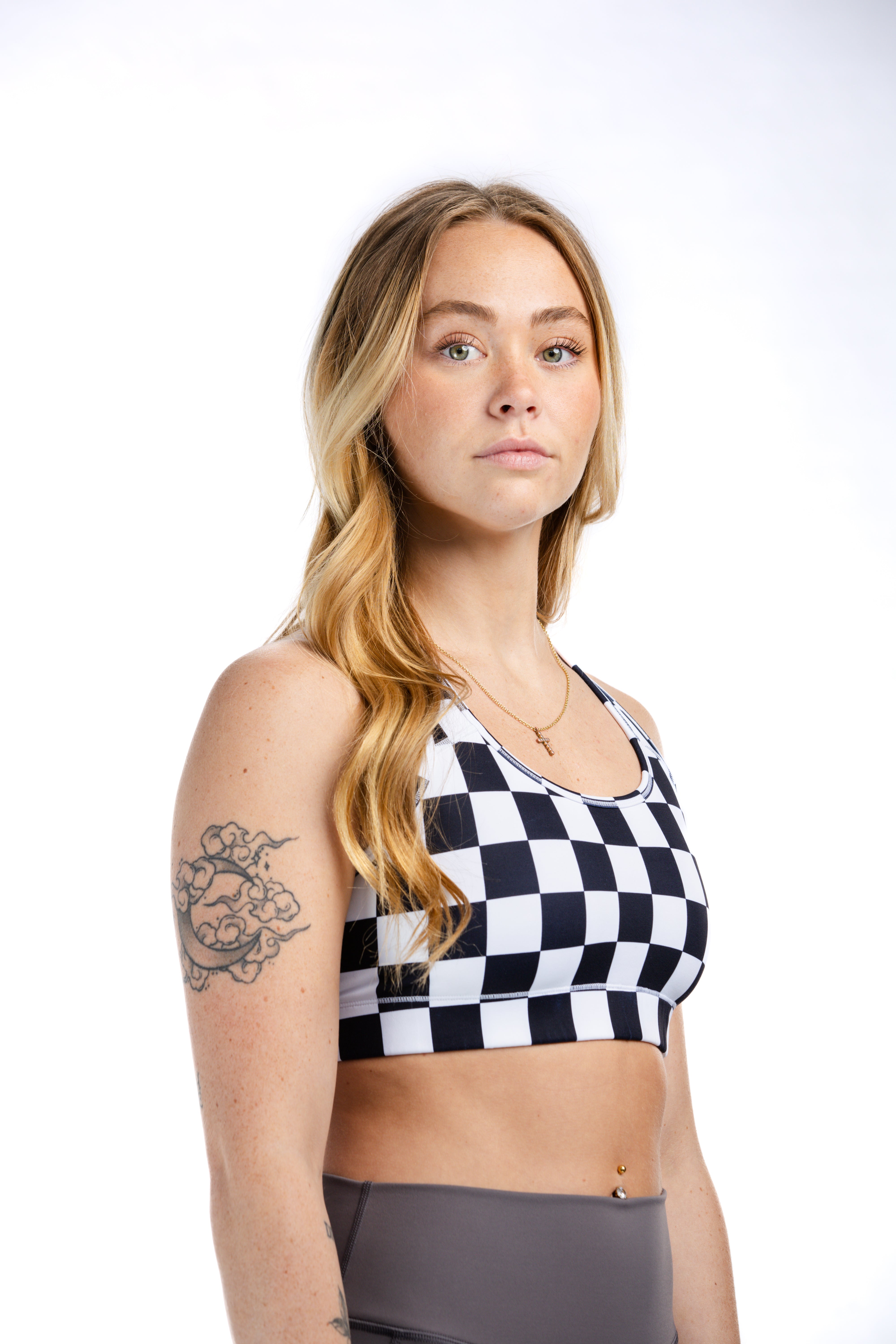 Empowered Sports Bra | Black Checkered