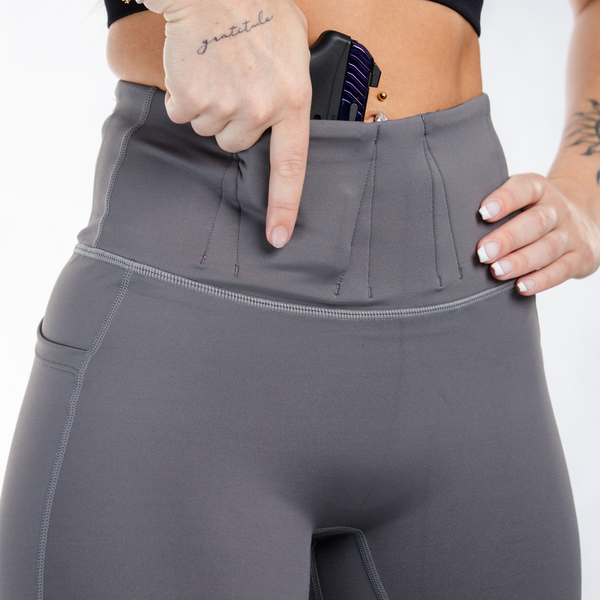 Concealed Carry Leggings Empowered With Pockets | Grey