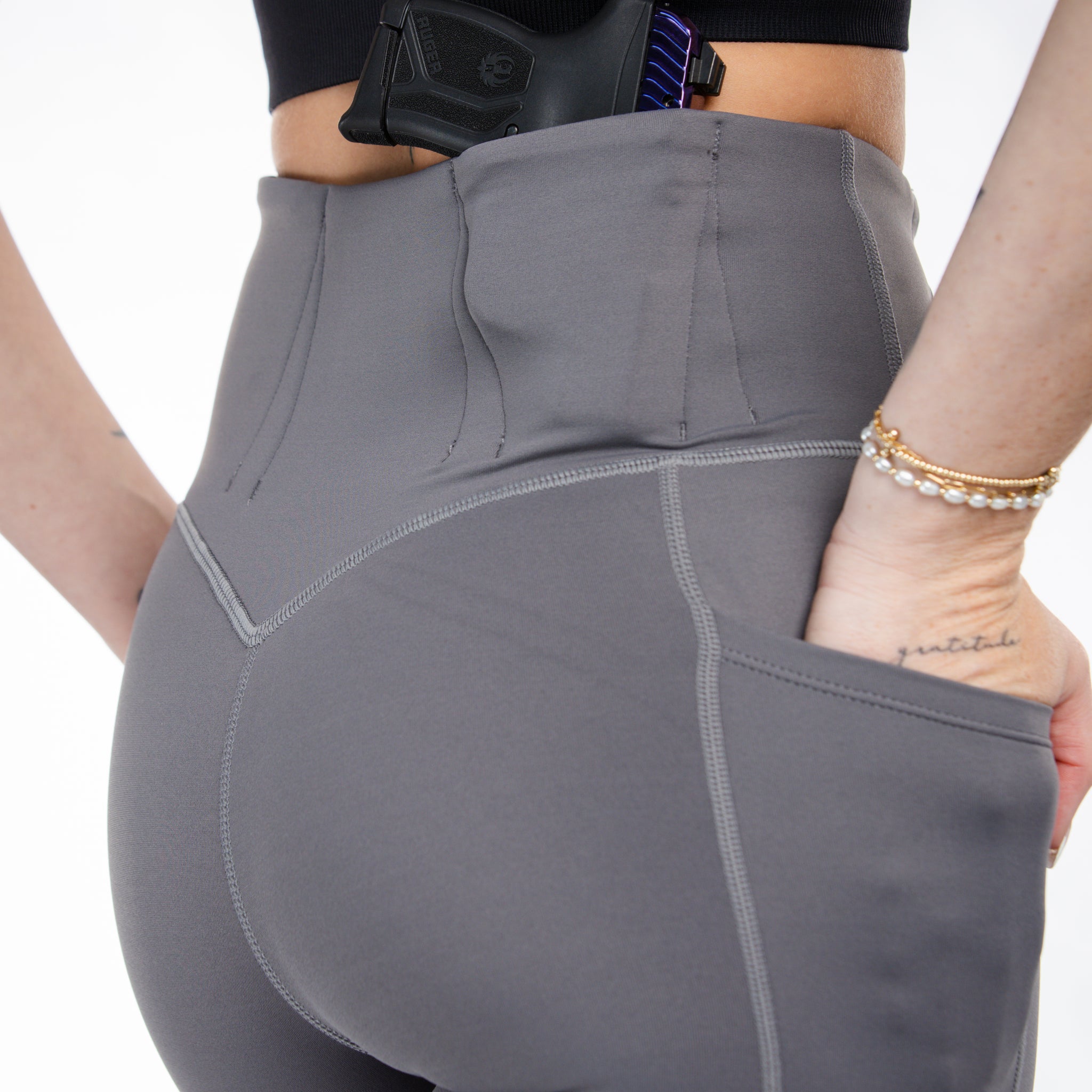 Concealed Carry Leggings Empowered With Pockets | Grey
