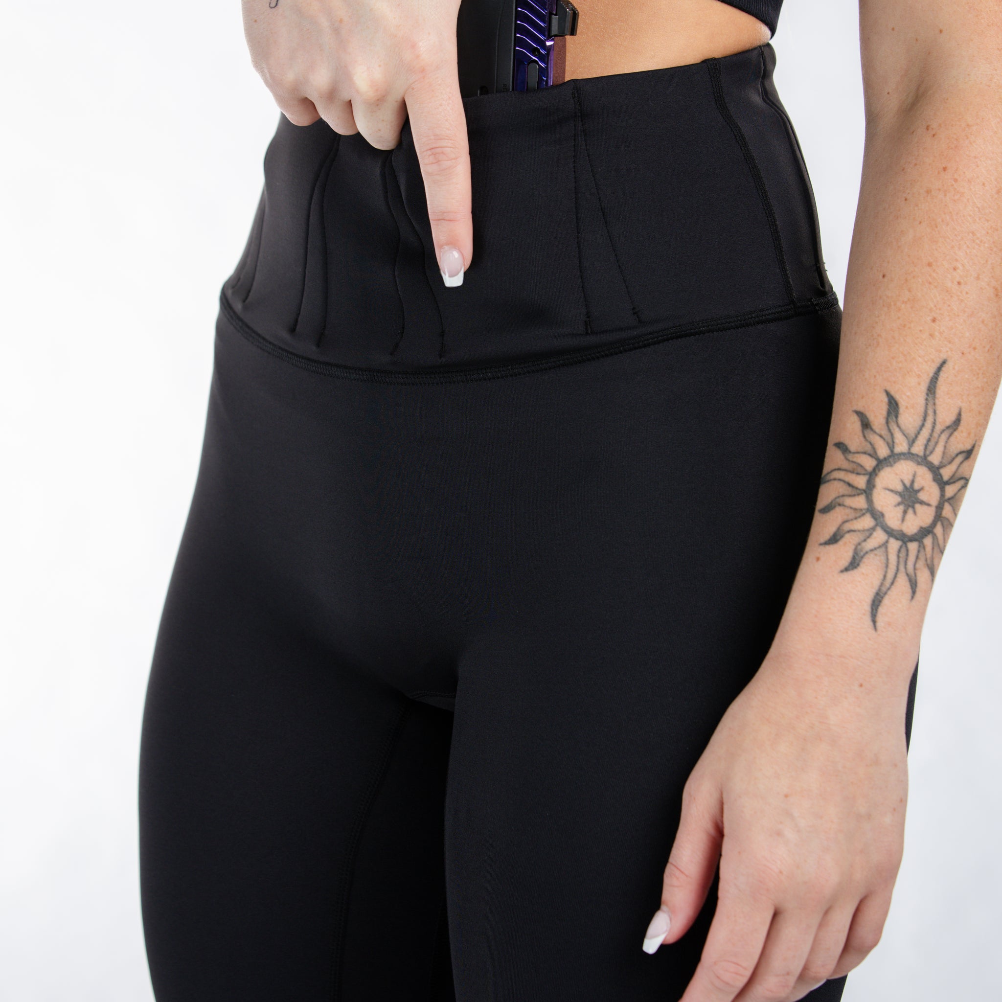 Concealed Carry Leggings Without Pockets | Black