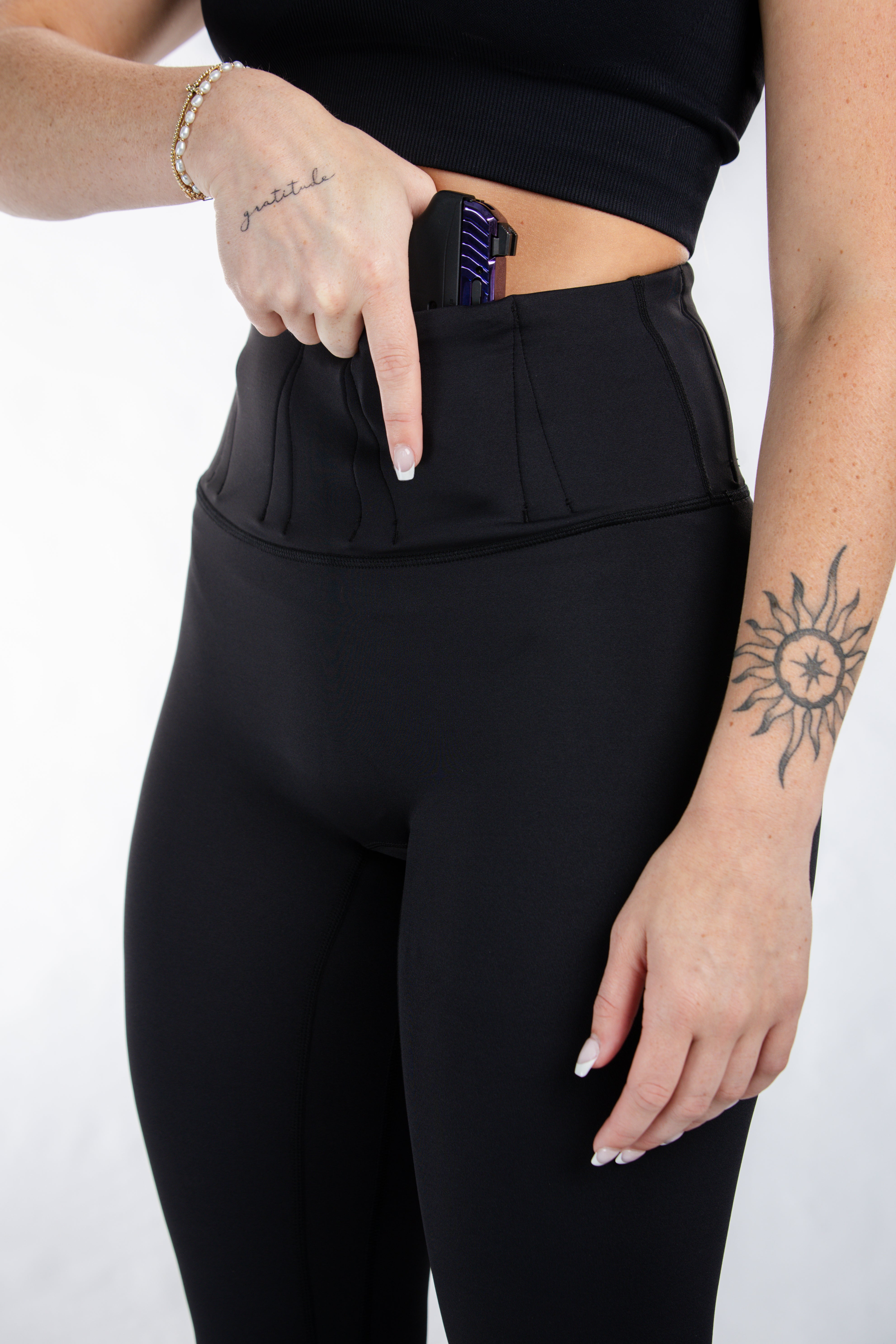 Concealed Carry Leggings Without Pockets | Black