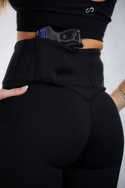 Concealed Carry Leggings Without Pockets | Black