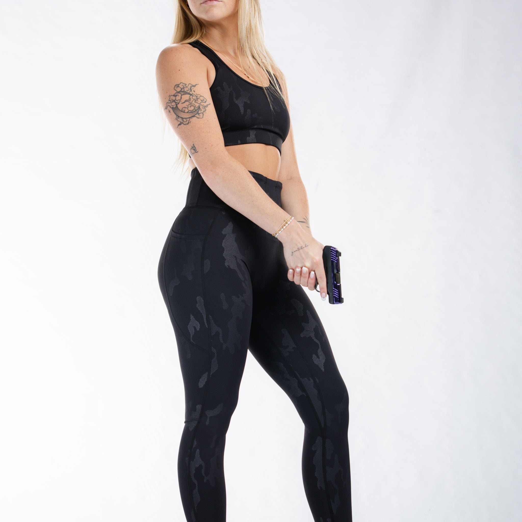 Concealed Carry Leggings Empowered With Pockets| Black Camo