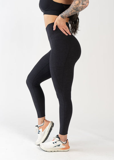 Dream Leggings With Criss Cross Waistband & Pockets | Black