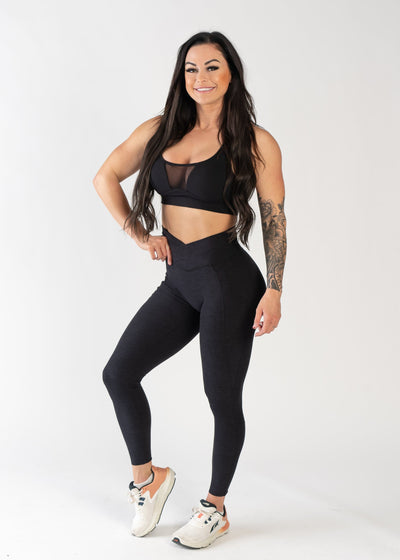 Dream Leggings With Criss Cross Waistband & Pockets | Black