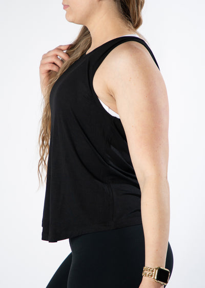 Scrunch Back Tank Top | Black