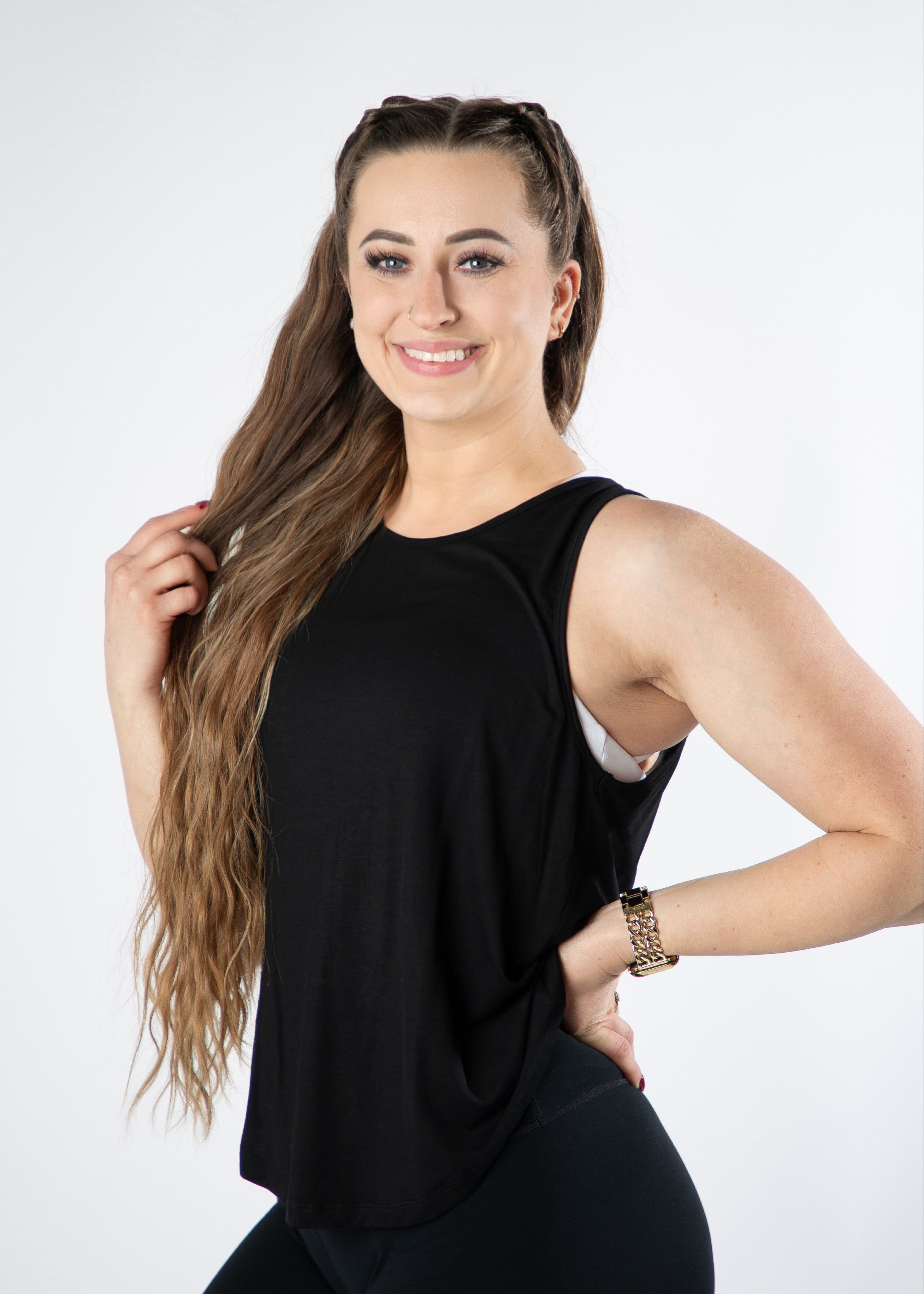 Scrunch Back Tank Top | Black