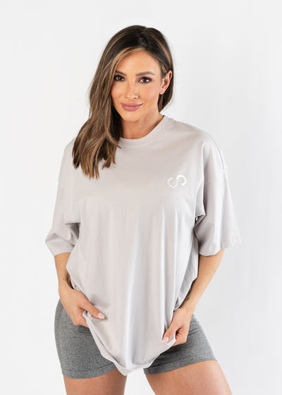 Oversized Tee | Light Grey w/Freedom