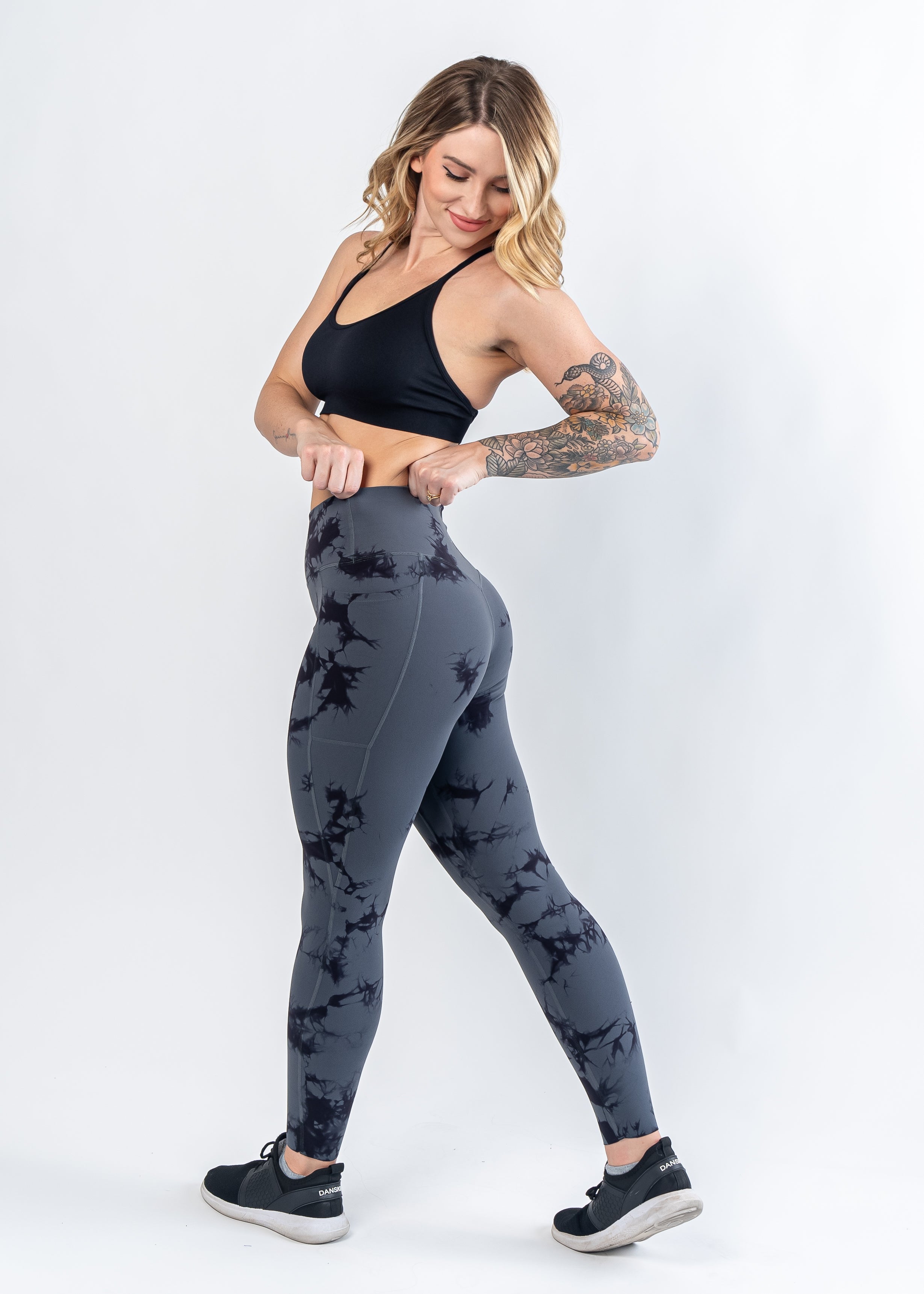 NKD Leggings With Pockets | Storm & Black Marble