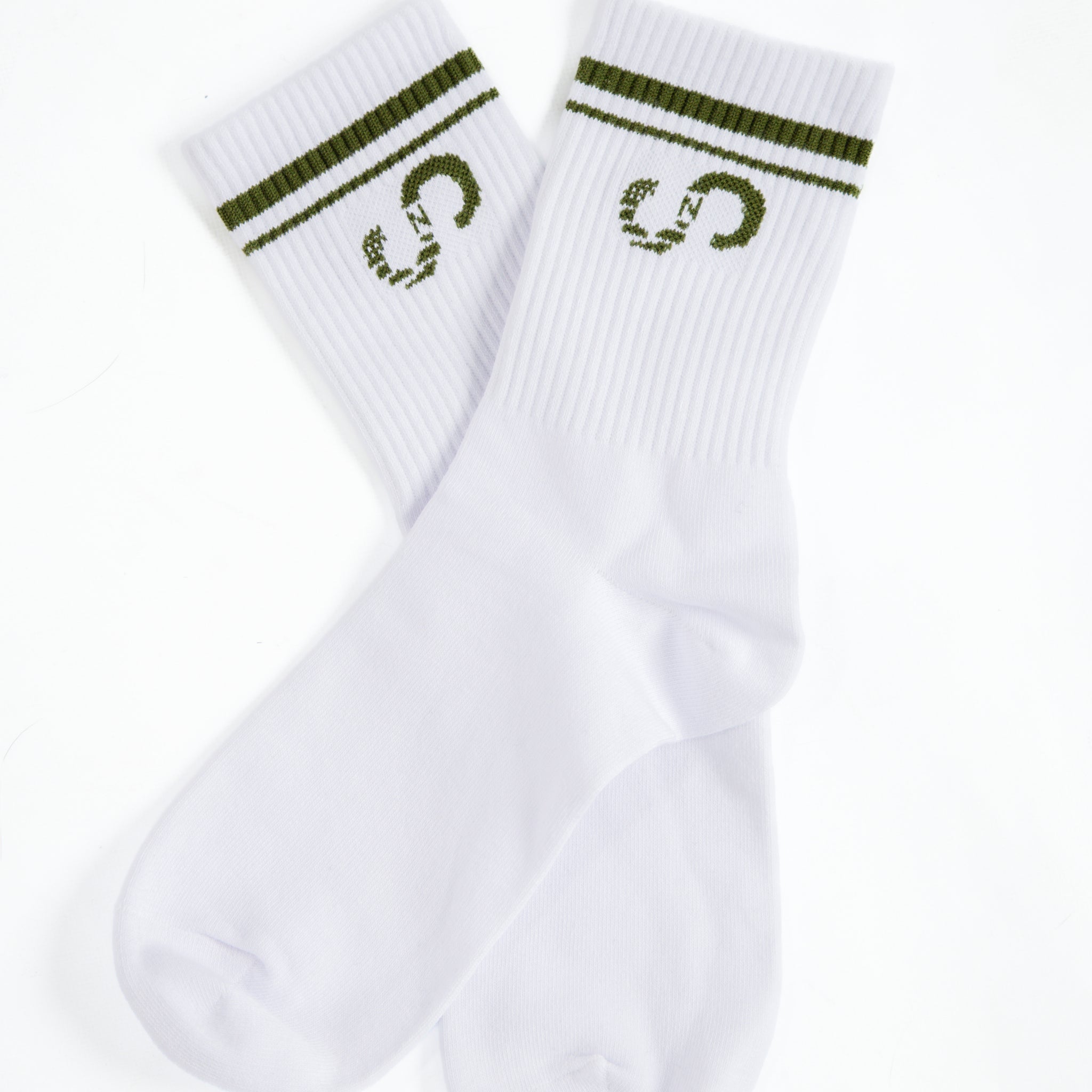 Crew Socks | White/OD Green