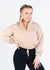 Women's 1/4 Zip Crop Tan Sweater Front View