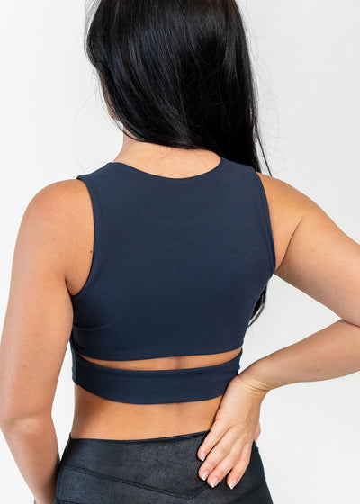 Slit Crop Bra | Dark Blue