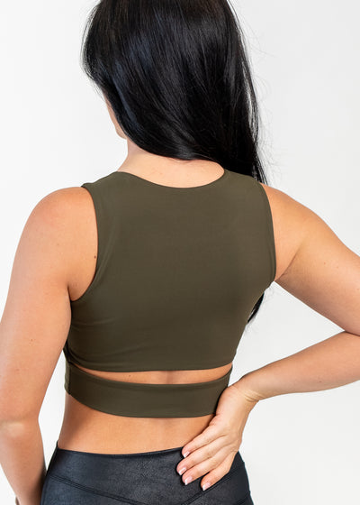 Slit Crop Bra | Green