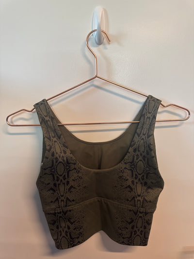 SAMPLE: Empowered Crop Bra | Green Snakeskin - Small