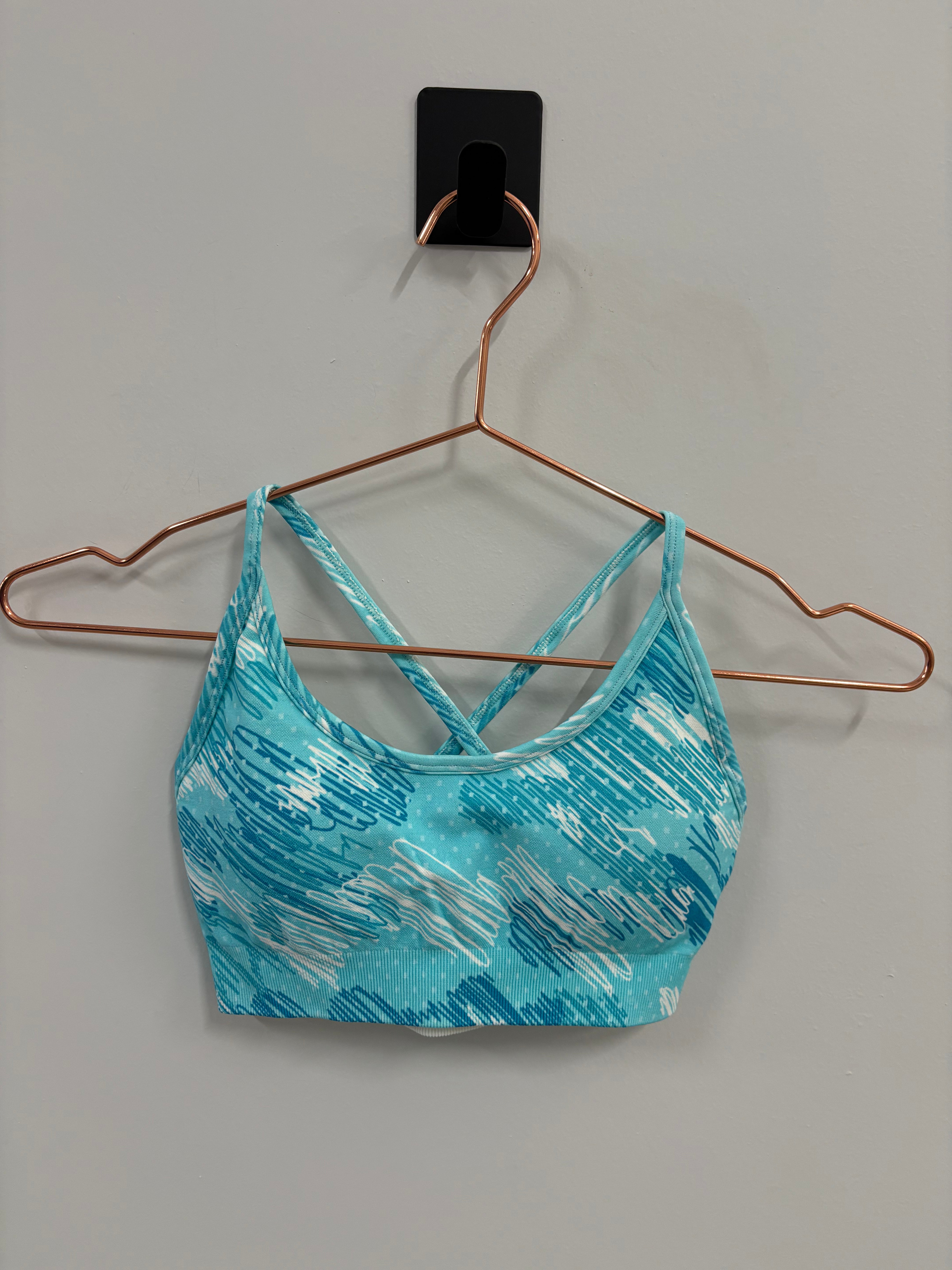 SAMPLE: Seamless Minimal Bra | Light Blue Scribble Camo - Small