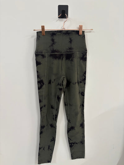 SAMPLE: NKD Leggings W/Pockets | Black/Green Tie Dye - Small