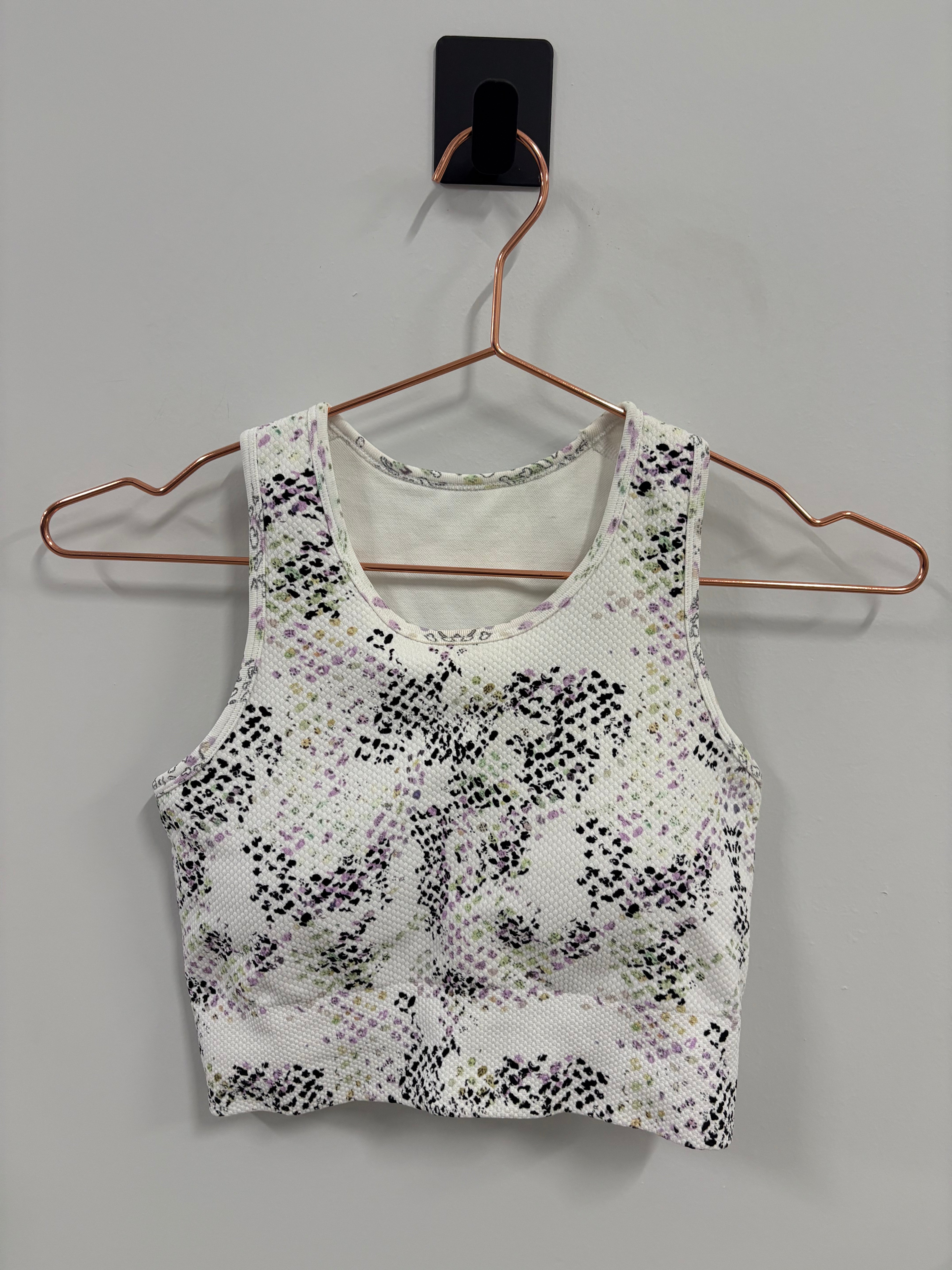 SAMPLE: Waffle Texture Crop Bra | White Speckle - Small