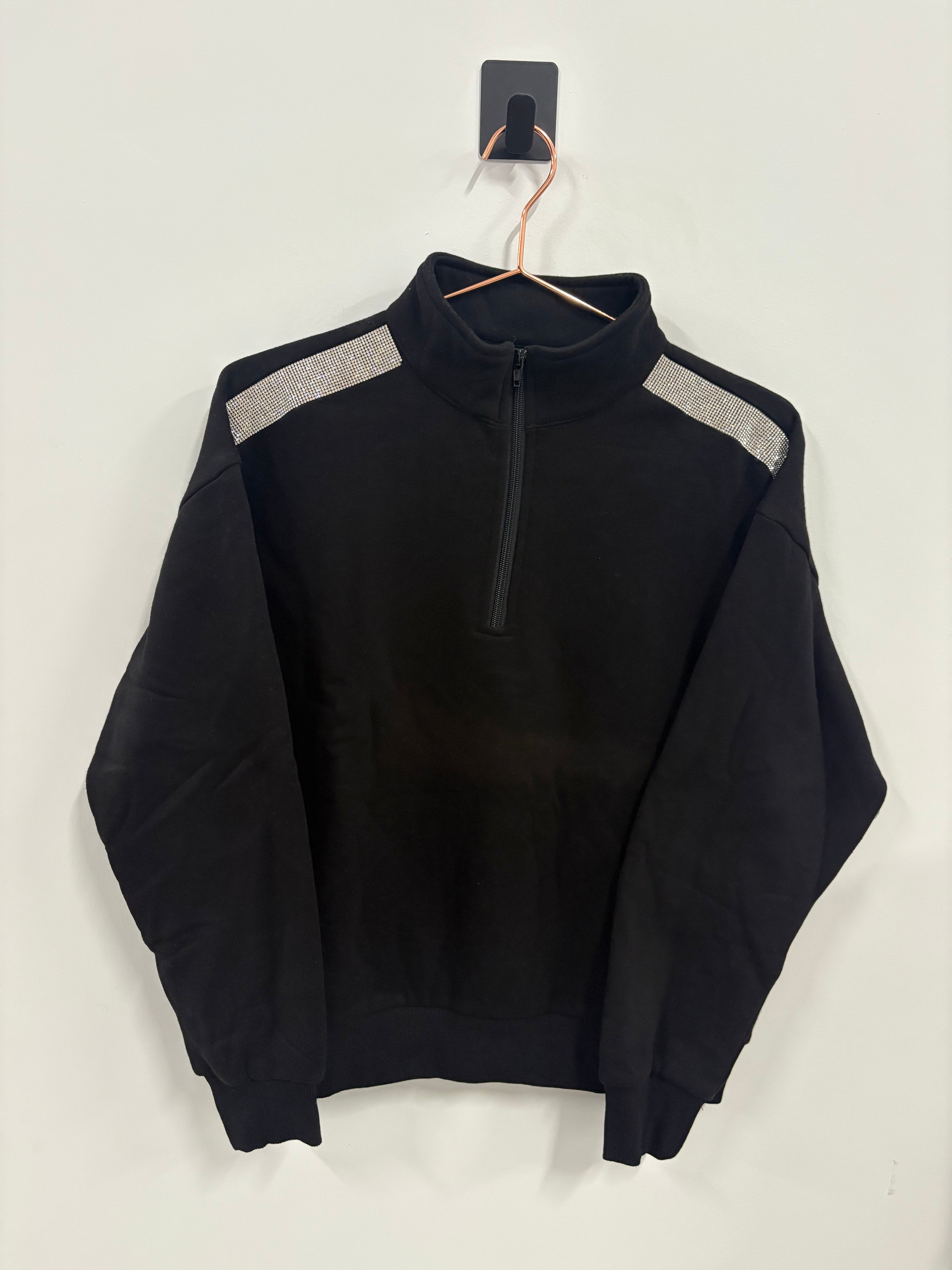 SAMPLE: Bling Quarter Zip  | Black - Small