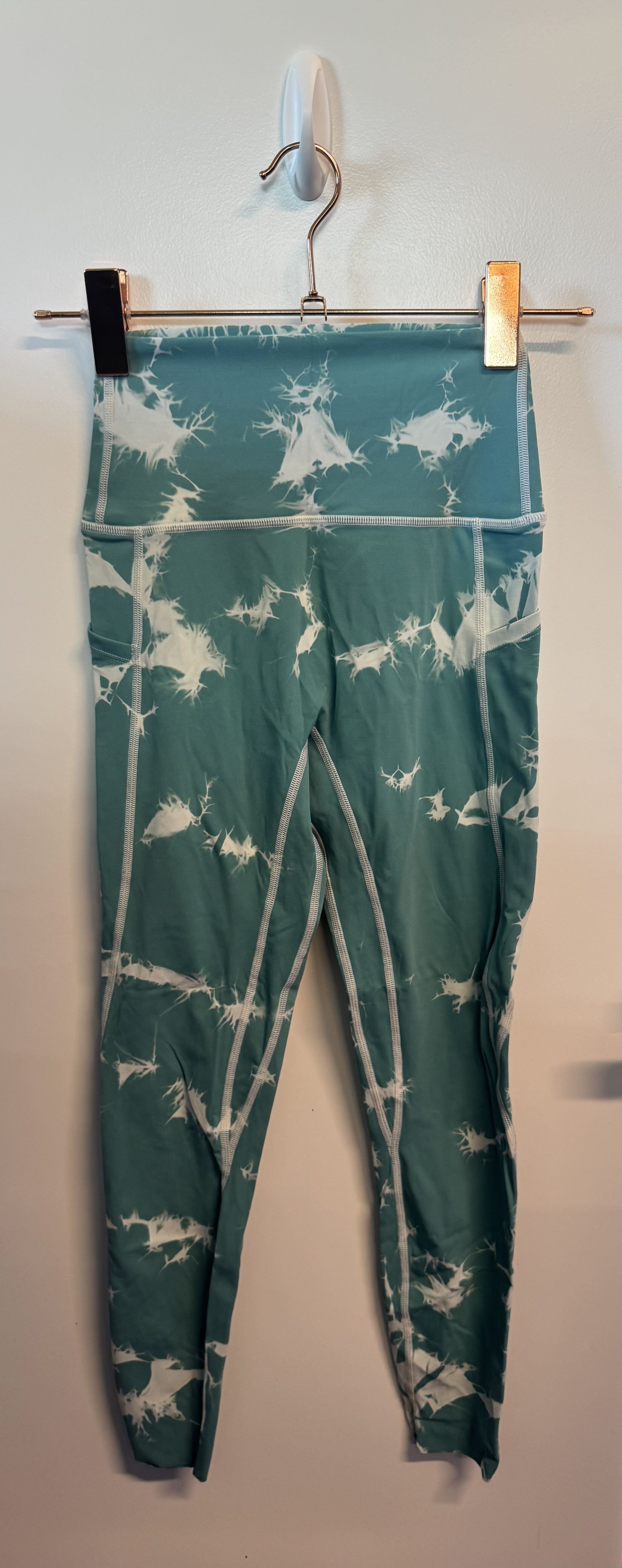 SAMPLE: Leggings With Pockets | Teal & White Print - S