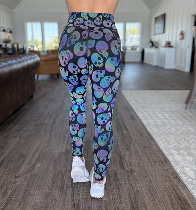 Empowered Leggings With Pockets | Holographic Skulls