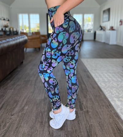Empowered Leggings With Pockets | Holographic Skulls